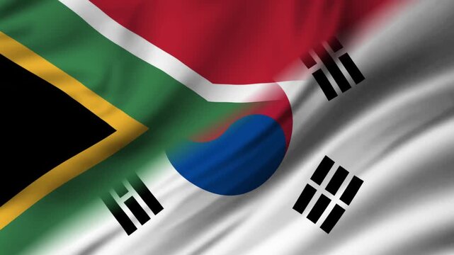 South Africa vs South Korea flag versus vertical layout loop