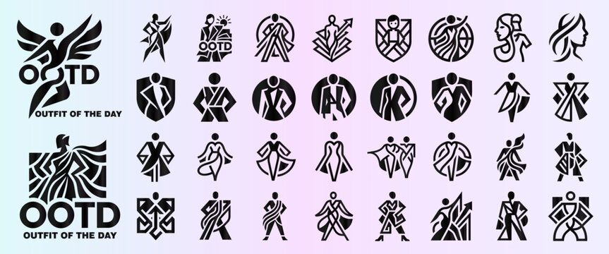 Minimalist OOTD Outfit of the Day Fashion Logo Icon Set