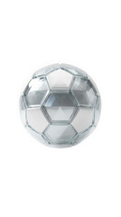 Naklejka premium Modern metallic soccer ball with black and white hexagon pattern
