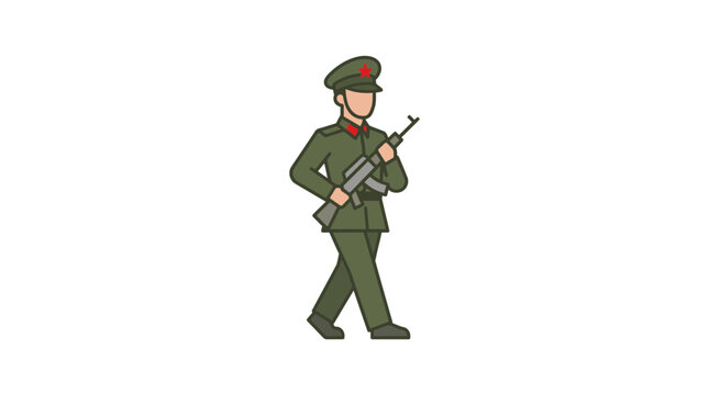 Military Soldier Carrying Rifle Illustration