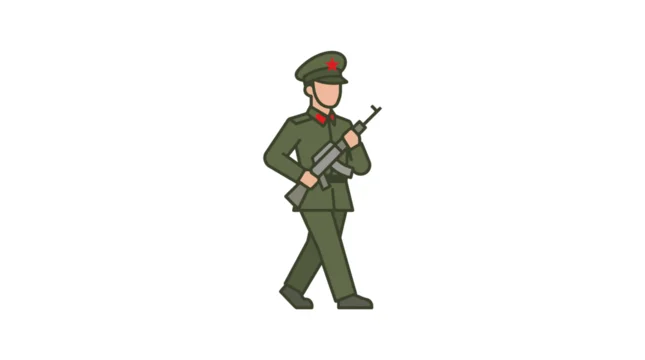 Military Soldier Carrying Rifle Illustration