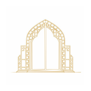 Gothic cathedral line art vector