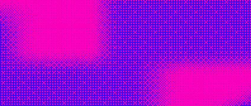 Blue pink bitmap pixel texture. Dotted dither gradient pattern background. 8 bit halftone faded pop art gradation wallpaper. Eps10