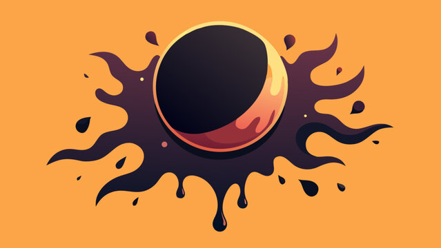 Abstract solar eclipse icon with liquid paint splatter effect abstract splatter astronomy celestial minimalist phenomenon illustration creative silhouette background template contrast