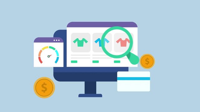 eCommerce speed optimization, SEO for ecommerce website 2d animation with alpha matte