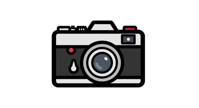 Vintage Film Camera Icon in Flat Design Style