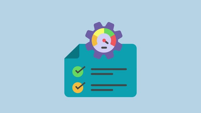 File management in trendy style 2d animation with alpha matte