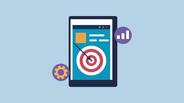 Site settings and statistic, Targeting site commerce concept 2d animation with alpha matte