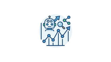 Fototapeta premium Artificial Intelligence Data Analytics and Growth Icon
