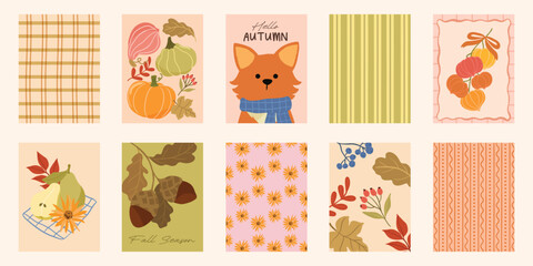 Abstract fall autumn background and pattern vector set. Design for card, greeting card, cover, poster. © babeer