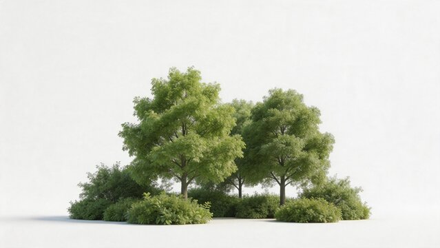 Group of green trees and shrubs