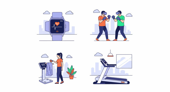 New fit tech set of smart watch VR box run gym app for pro body