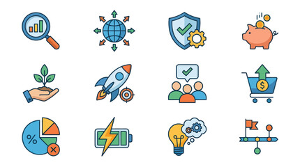 Fototapeta premium Business icons for finance and growth.