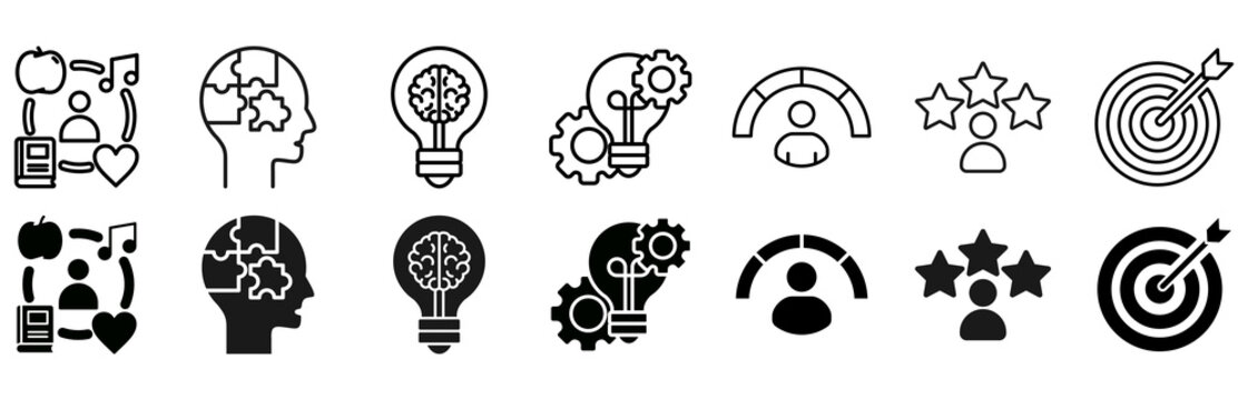 Talent management icon set. aptitude and success vector illustration concept