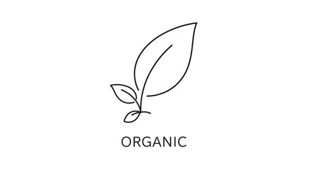 Obraz premium Minimalist organic leaf logo symbol on white background representing natural and sustainable concepts