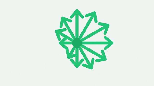 Flat Green Rounded Arrows Growing Outward Circular Infographic Loop