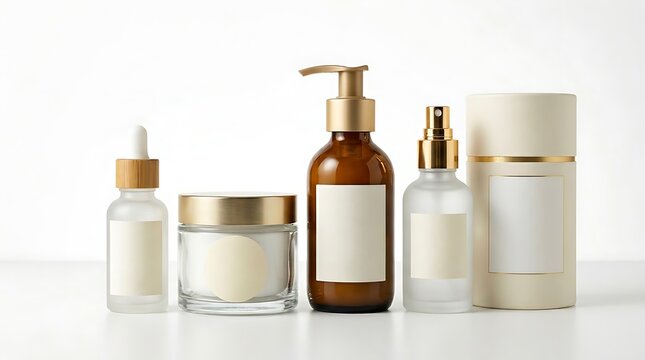 Clear glass bottles with amber liquid and caps.