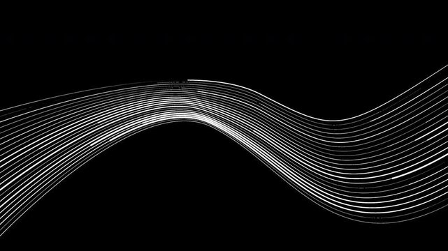 Futuristic Energy Wave Animation, Blue Digital Light Curves on Black Background, Dynamic Line Pattern, Motion Video Asset, Flow Stroke Effect