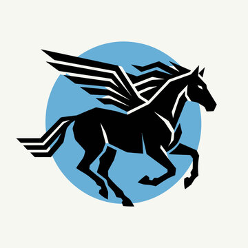 Black silhouette of a winged horse.