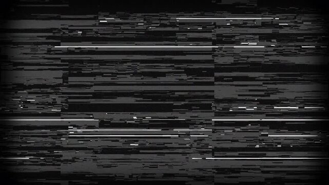 Heavy analog tape damage texture with dense horizontal digital glitch stripes. 4K VIdeo