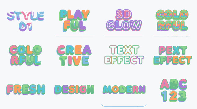 Colorful 3D Text Effect Designs.