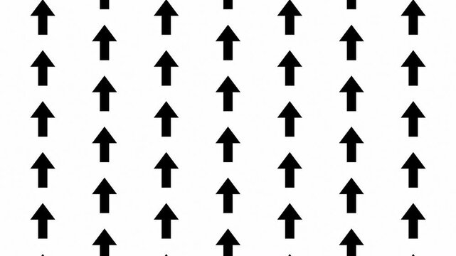Elegant Solid Black Upward Arrows Sliding on Stark White Background Loop