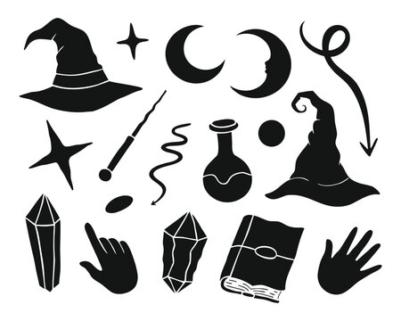Journal joodles black silhouettes of magical objects
