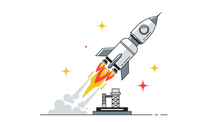 Rocket Ship Launching into Space. © sudar