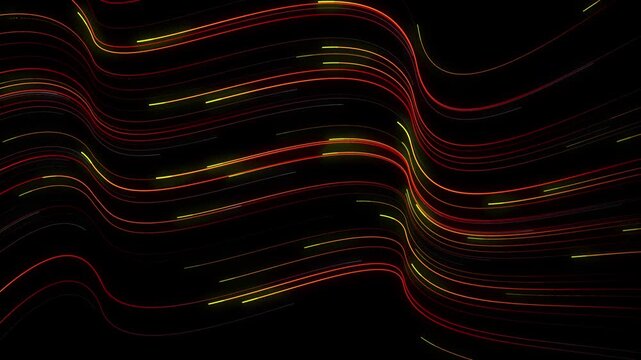 Radiant Energy Wave Animation, Luminous Light Curves in Futuristic Space, Abstract Line Pattern, Tech Motion Video Asset Flow Stroke Effect