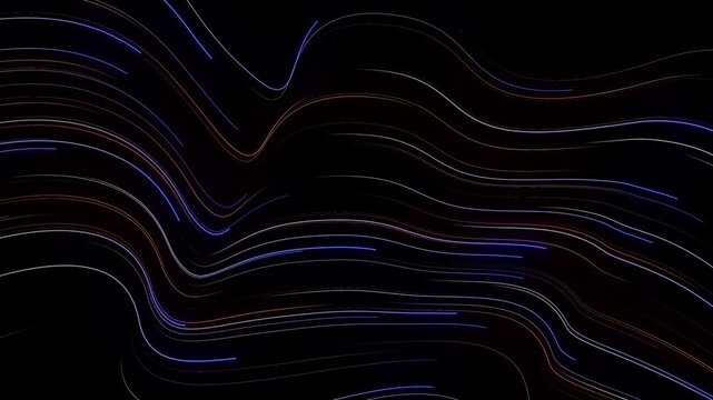 Elegant Fractal Wave Animation, Blue and Purple Energy Flow with Graceful Light Curves, Abstract Line Motion Background, Video Asset Stroke Effect