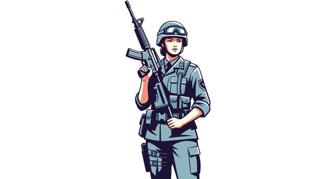 Soldier holding a rifle gun.