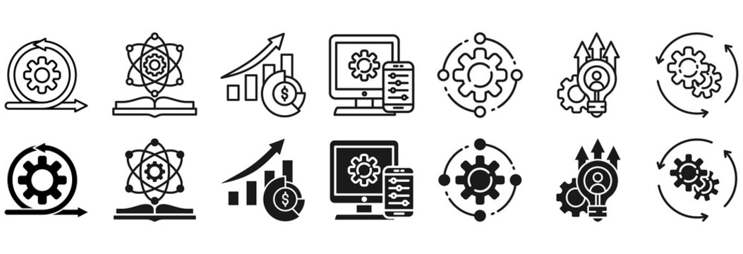 Scrum development icon set. Software and iterative symbol