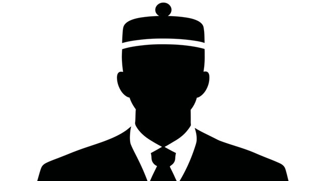 Bellhop or Hotel Porter Silhouette Icon - Professional Hospitality Service Staff Avatar in Uniform