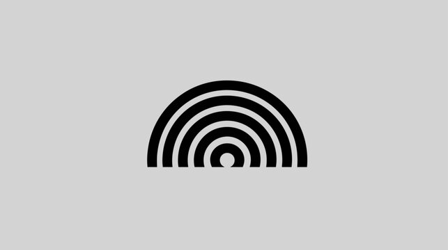 Modern Black Concentric Semicircle Arcs Graphic Design Element. Abstract Geometric Half-Circle Lines Icon or Logo Template.