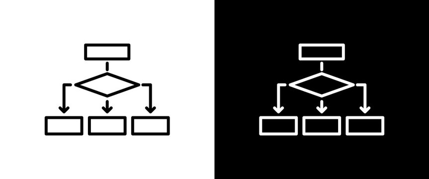 Flow Chart white and black icon set design