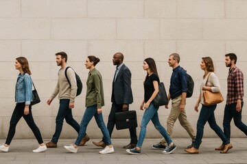 Obraz premium Diverse group walking together.