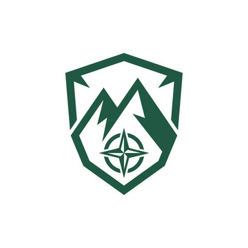 Mountain Shield Compass Logo Icon