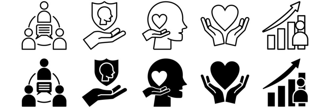 Emotional intelligence icon set. empathy and motivation symbol. Vector illustration.