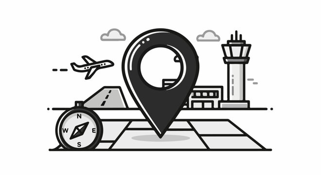 Airport Navigation Map Location Icon.