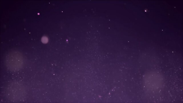 Soft dreamy purple particle wave background for text with abstract gradient glow, elegant floating bokeh shimmer and glitter dust motion in dark night sky style for banner or presentation layout