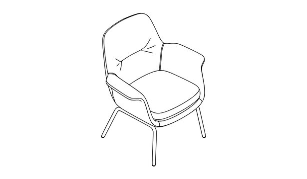 Lounge armchair outline vector illustration dimetric projection furniture design eps10