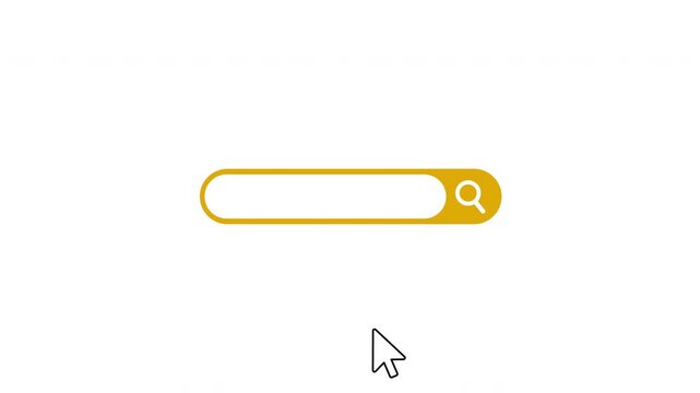 Animated search bar with alpha channel, Web search bar animation with mouse cursor clicking magnifying glass icon alpha channel for internet browsing and search engine concept