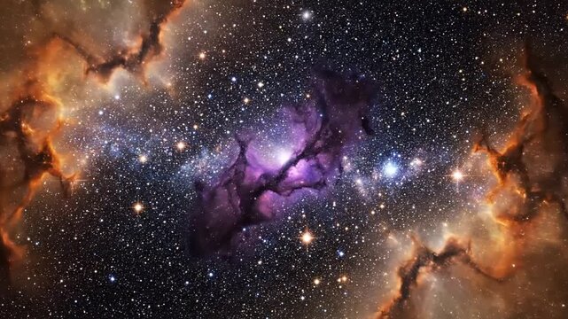Vibrant cosmic nebula with shining stars in deep outer space