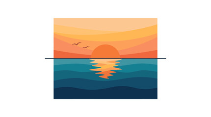 Sunset over the ocean water. © zulvida