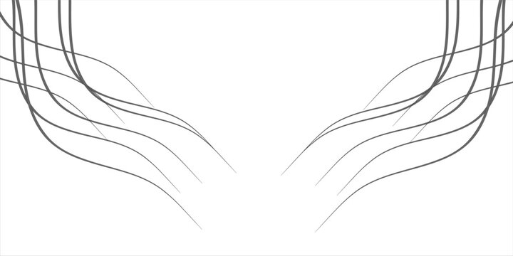 Abstract black wave lines flowing isolated on white background
