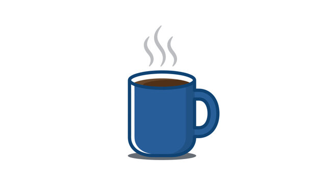 Steaming hot blue coffee mug.