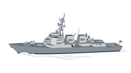 Modern naval warship vessel destroyer. © Yakup