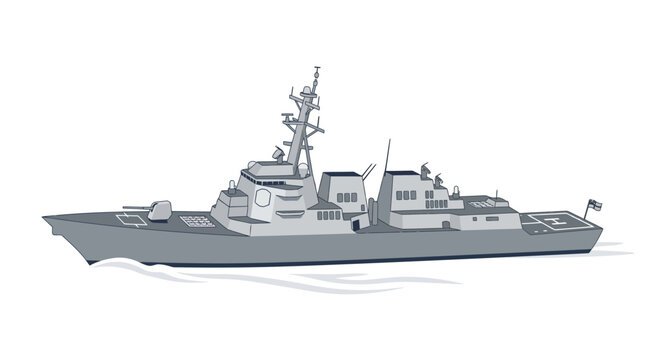 Modern naval warship vessel destroyer.