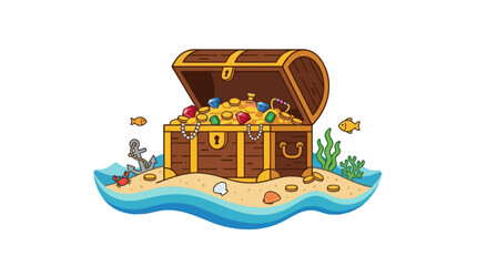 Treasure chest filled with gold coins. © Yakup