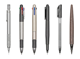 Fototapeta premium Diverse collection of professional writing and drawing instruments, including various pens, pencils, and markers.